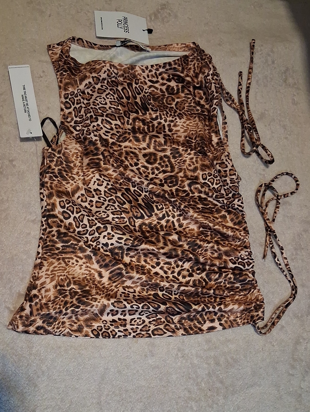 Princess Polly Brown Leopard Print Side-Tie Tank